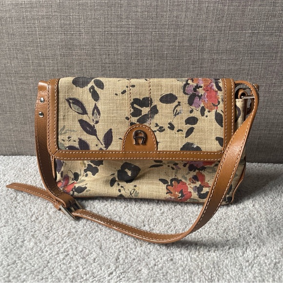 Etienne Aigner Handbags - Etienne Aigner Linen & Leather Trim Shoulder Bag
